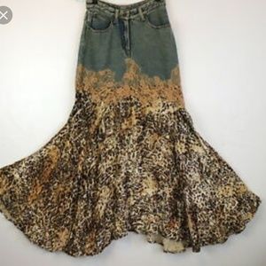 Jean and leopard with lace maxi skirt